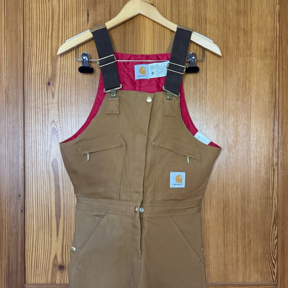Vintage Carhartt Womens BQW006 Brown Duck Quilt Lined Bib Overalls 6 Reg NWT